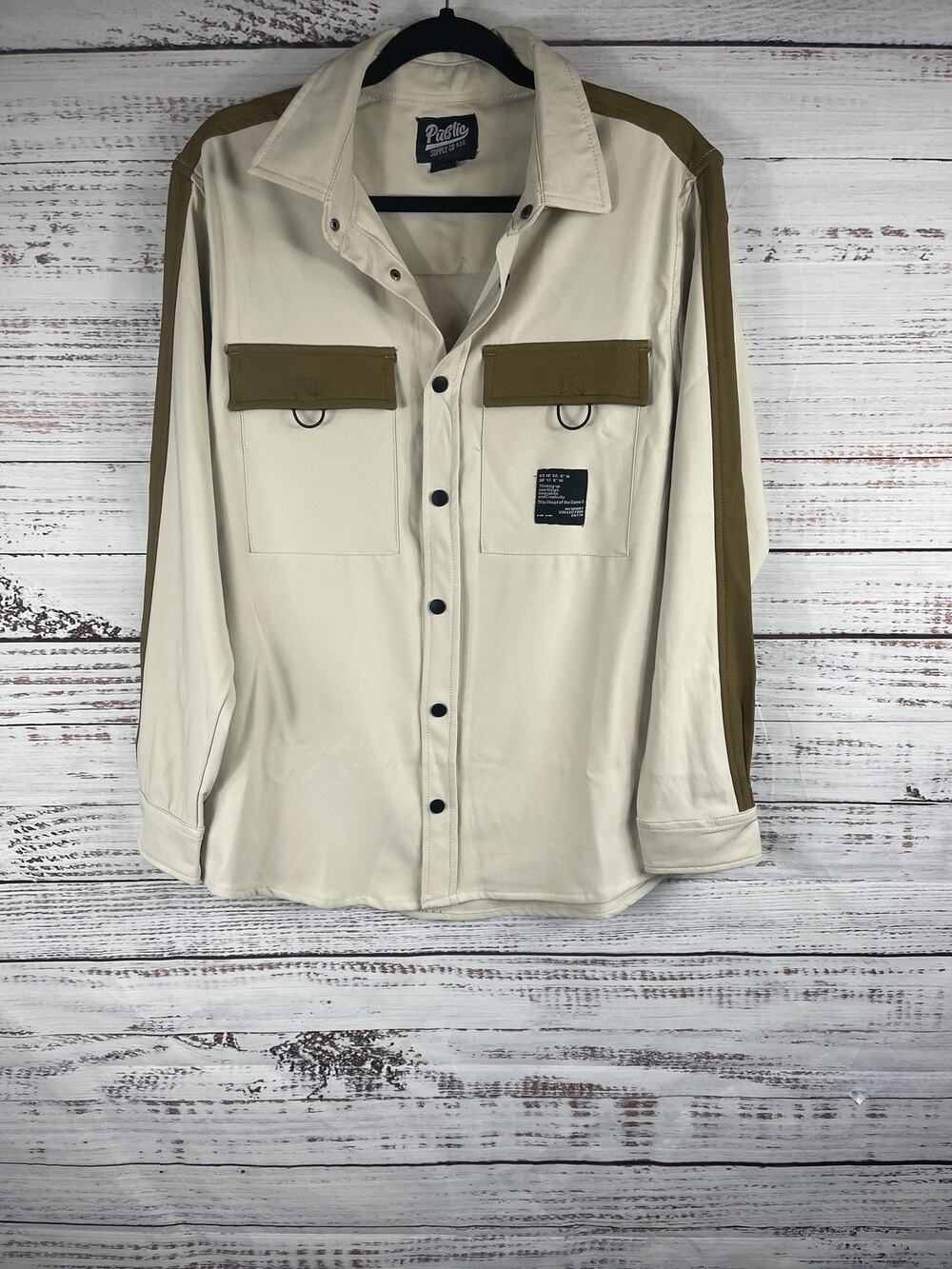 Public Supply Co Shirt Men's Size Large Snap Button Utility Workwear Stretch